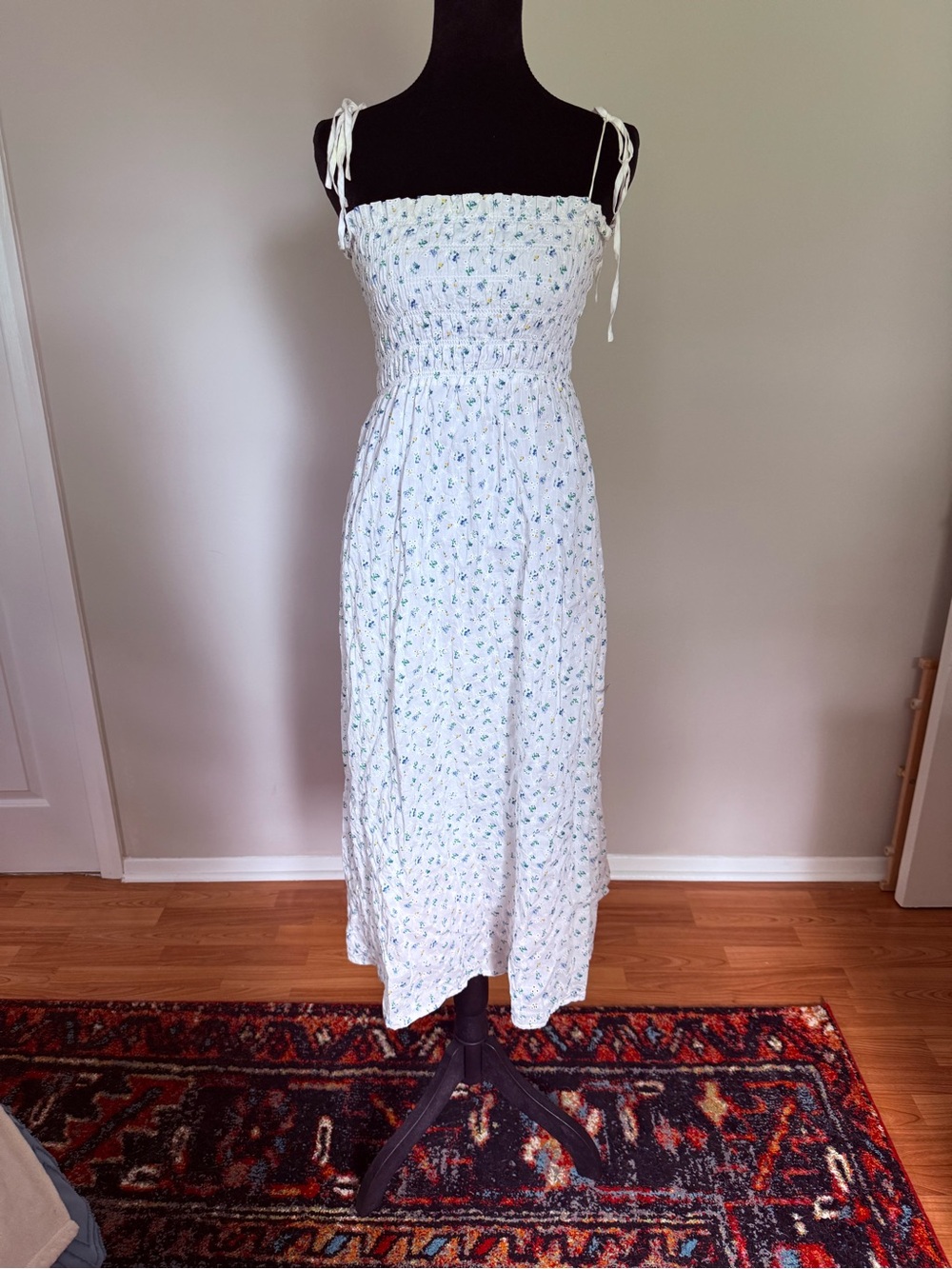 Rails White Maxi Dress with Blue-Green Floral Print